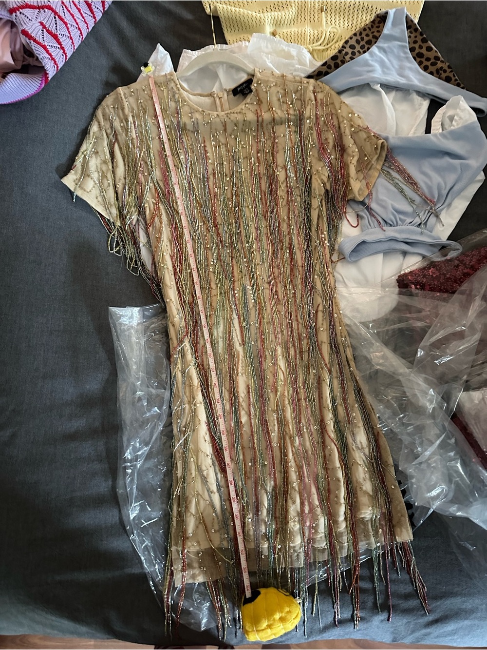 Nasty Gal Party Mini Dress in Rainbow Beaded Fringe - Picture 10 of 13